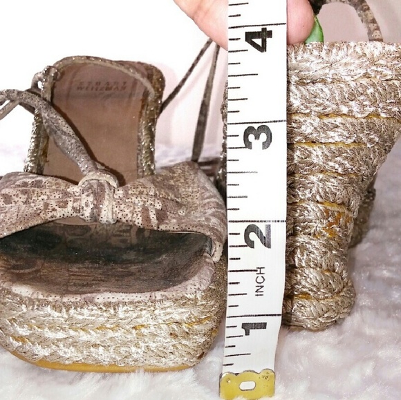 Stuart Weitzman Ballet Lace Up Espadrille Wedges - Picture 5 of 8